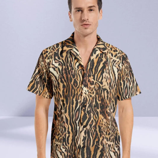 Trendy men's leopard print shirt featuring a modern design, perfect for adding a touch of wild elegance to casual or smart-casual outfits.