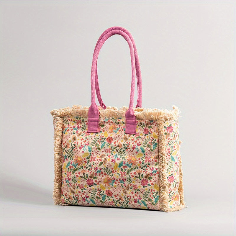 Boho-style beach bag from the Latin American collection, featuring a bold and colorful design ideal for beach days.