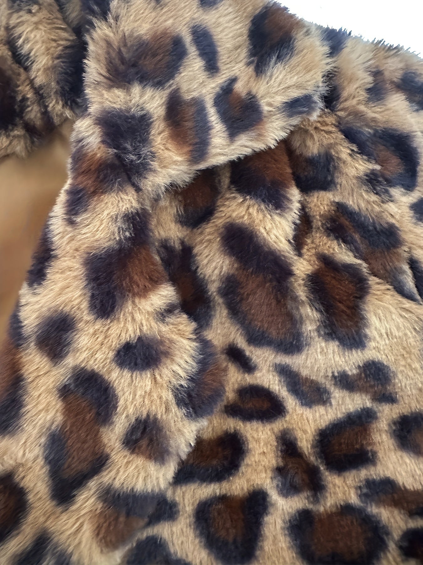 Elegant Leopard Print Faux Fur Coat