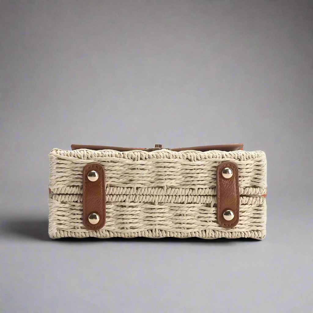 Handmade Woven Straw Crossbody Bag with a bohemian flair, perfect for adding a natural touch to any outfit.