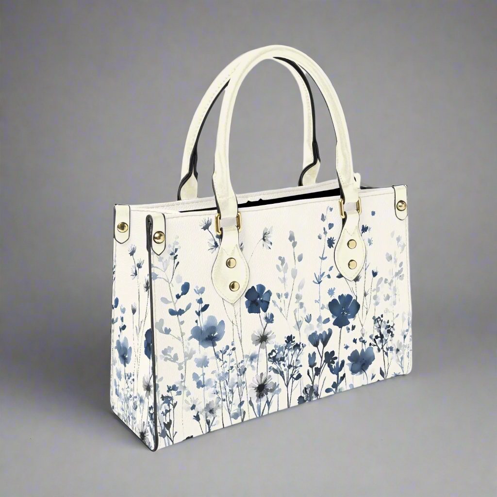 Side profile of the Wildflore Botanic Vegan Leather Small Tote Bag, emphasizing its compact size.